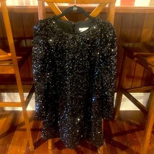 H&M NWT black long sleeve sequin dress